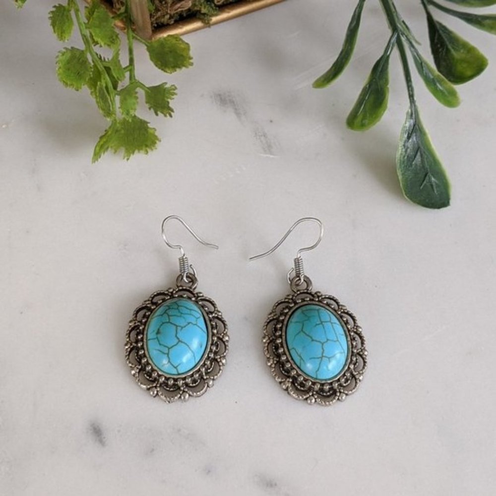 4/$15 Turquoise Gypsy Drop Earrings
